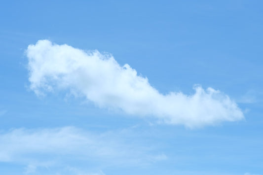 A fluffy white cloud in a clear blue sky, reflecting the powder blue hue, symbolic of the isopods discussed in the care guide.