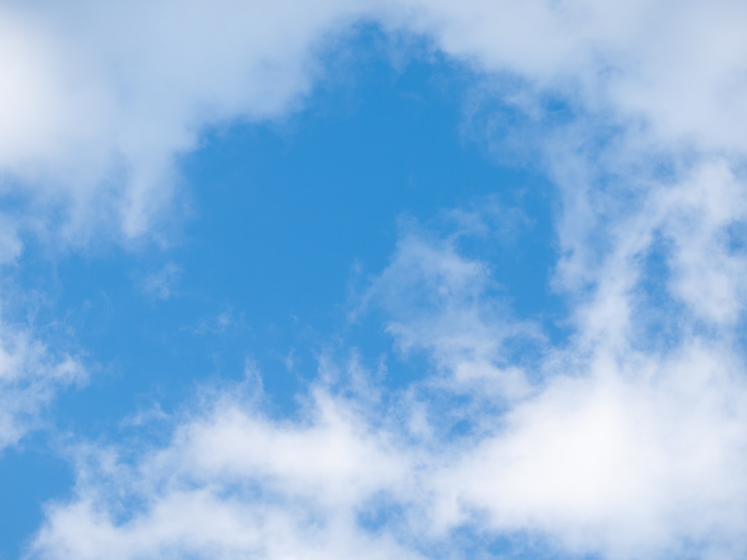 Clear blue sky with scattered white clouds, possibly evoking the powder blue color of isopods discussed in the article.